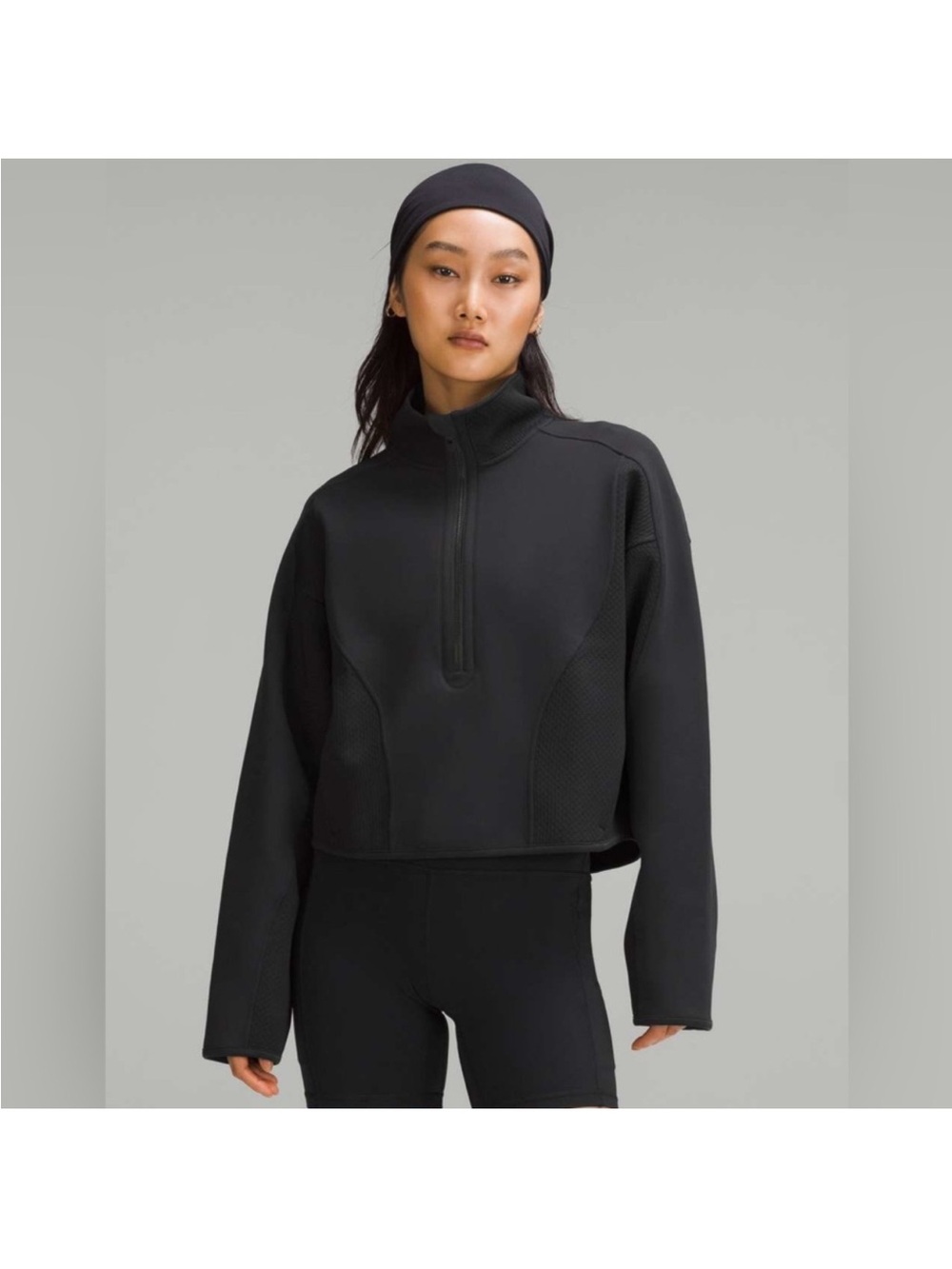 lululemon athletica Black Cropped Half-Zip Pullover Jacket